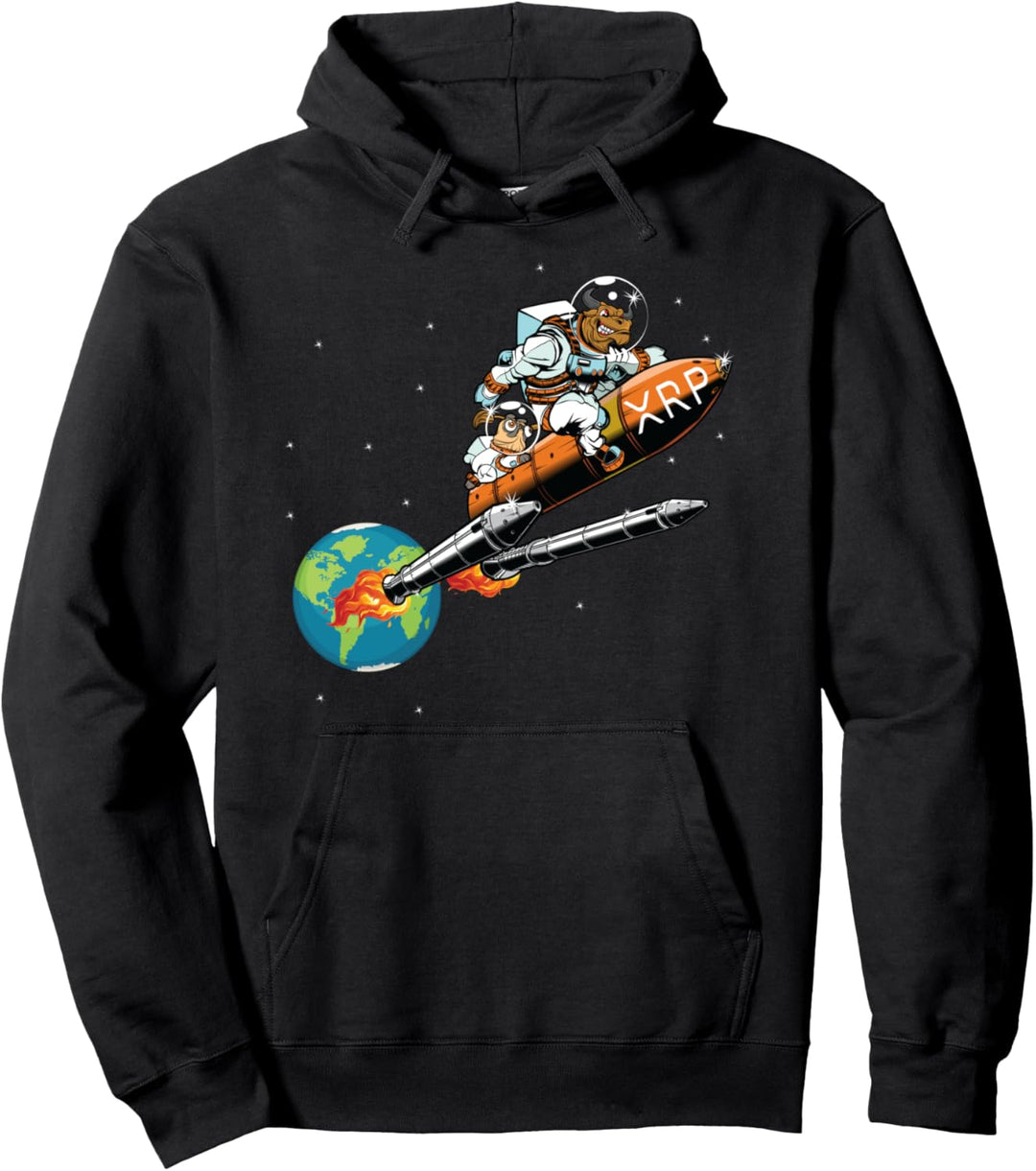 XRP-Symbol Kryptowährungsrakete zum Mond Pullover Hoodie
