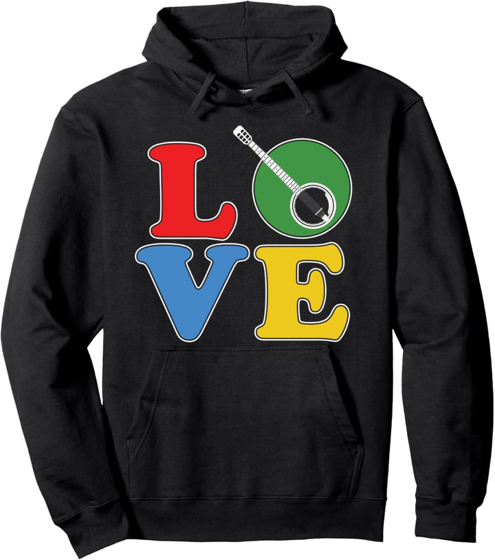 Ich Liebe Banjo Musikinstrument Zupfinstrument Bluegrass Pullover Hoodie
