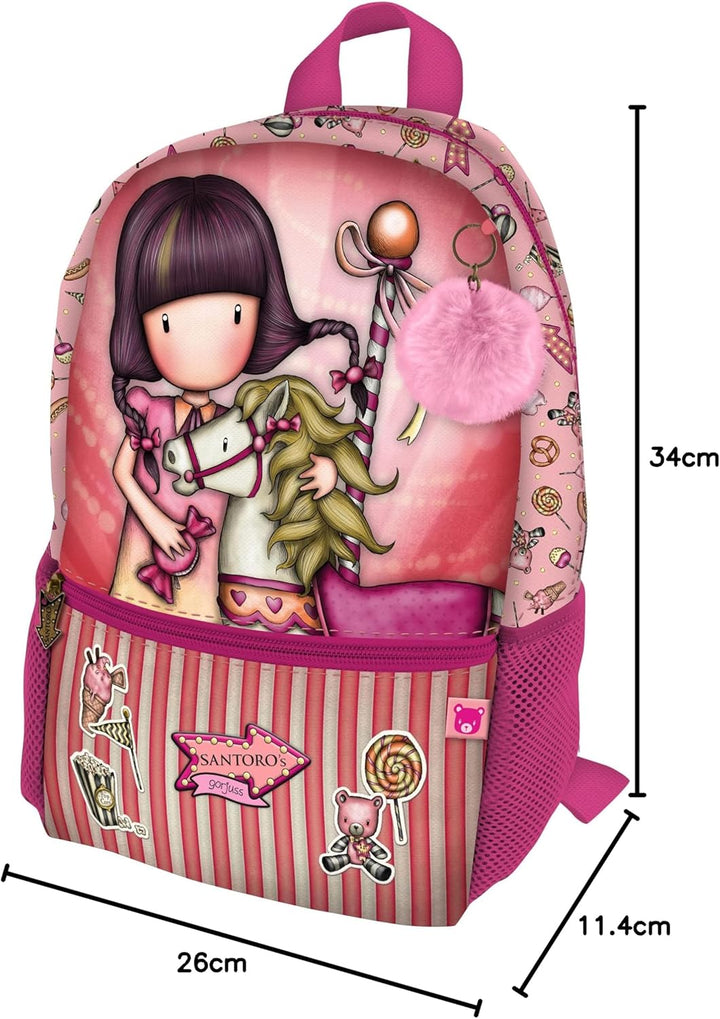 Santoro 1111GJ03T Mini-Rucksack Adap.Cart Gorjuss Fairground Karussell 26 x 34 x 11,4 cm, Rose