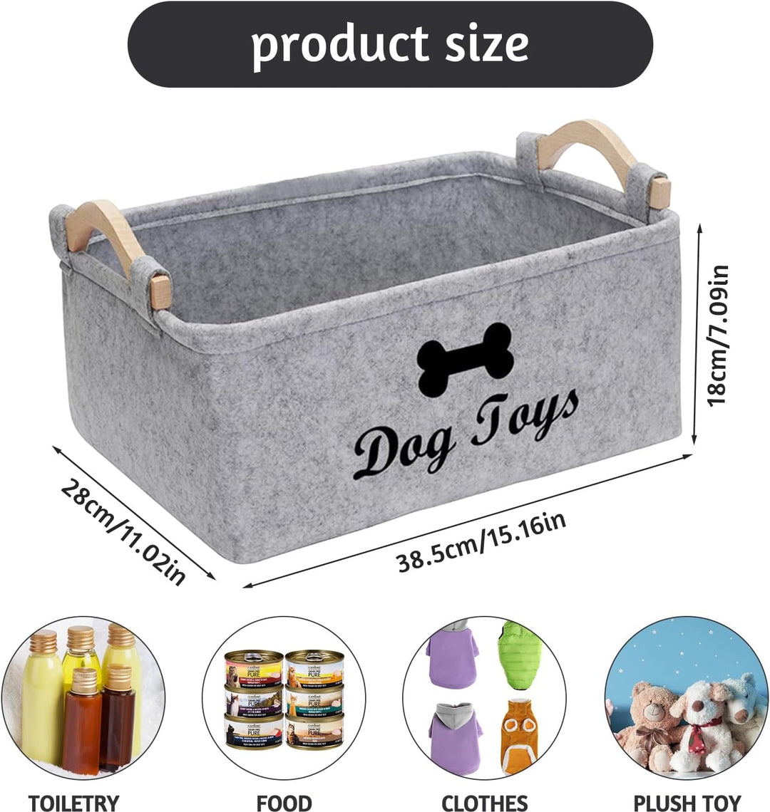 Hundespielzeug Aufbewahrung, Filz Aufbewahrungsbox für Hundespielzeug, 38cm x 25cm x 18cm，Rechteck A