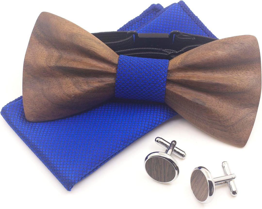 Cyriacus Holzfliege Set Herren Holzfliegenset Fliege aus Holz,für Hochzeit Aufführungen Abschlussbal
