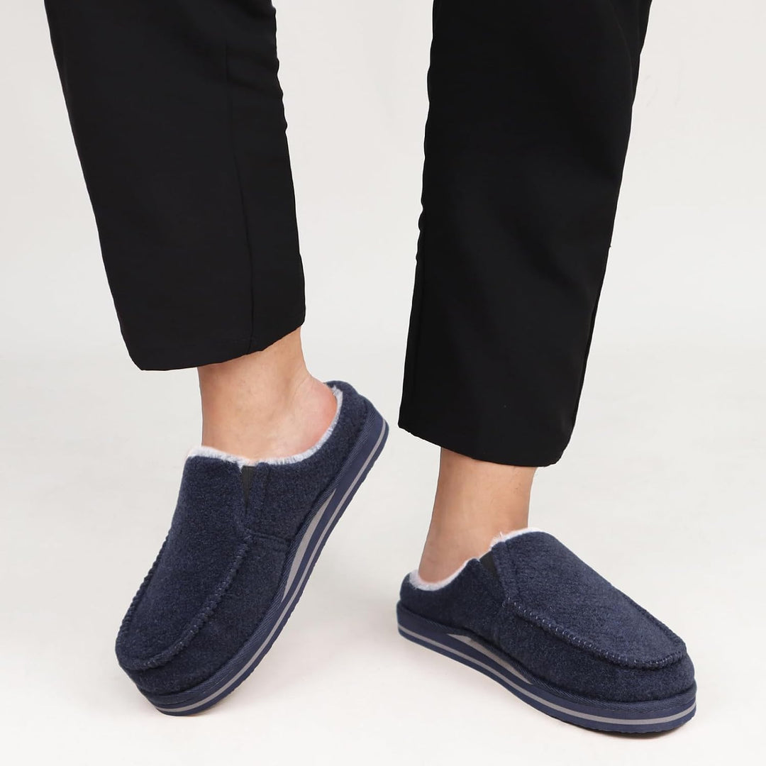 ONCAI Hausschuhe Herren Komfort Pantoffeln Plüsch Streifen Hüttenschuhe Wärme Cord Flauschig Slipper