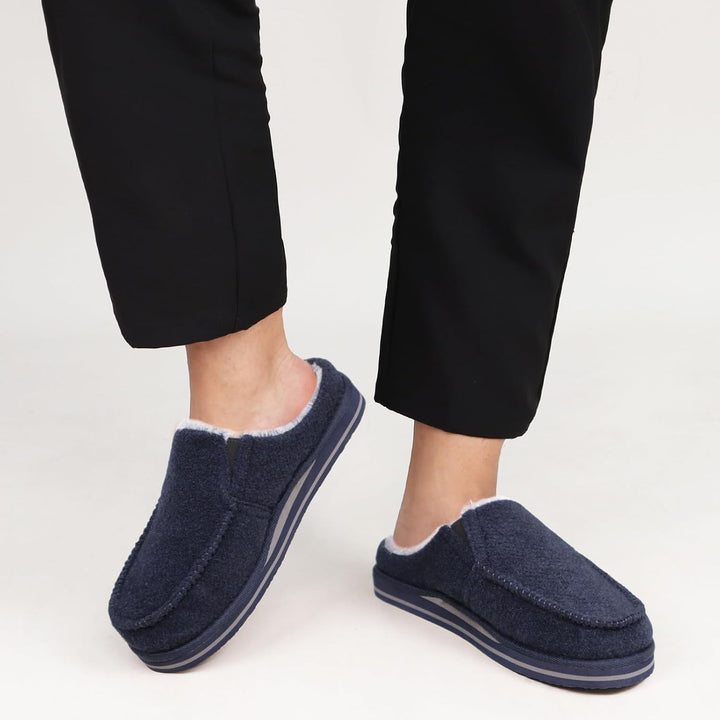 ONCAI Hausschuhe Herren Komfort Pantoffeln Plüsch Streifen Hüttenschuhe Wärme Cord Flauschig Slipper