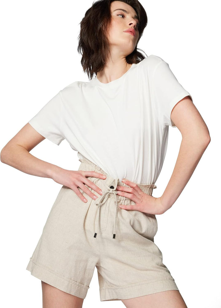 Mavi Damen Linen Shorts Kurze Hose XS Beige, XS Beige