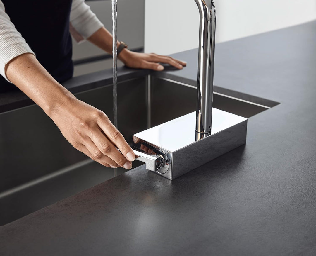 hansgrohe Küchenarmatur Aquno Select M81 (Wasserhahn Küche mit Schlauchbox und Abtropfsieb, 150° sch