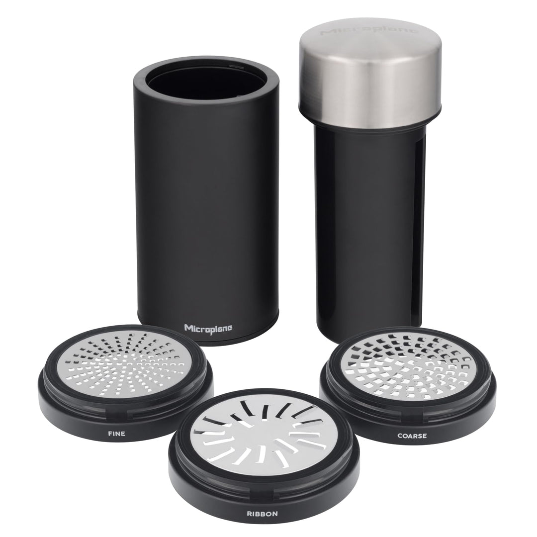 Microplane Universal Mill Edelstahlreibe mit Deckel | Ideal für Käse, Schokolade, Knoblauch, Nüsse,