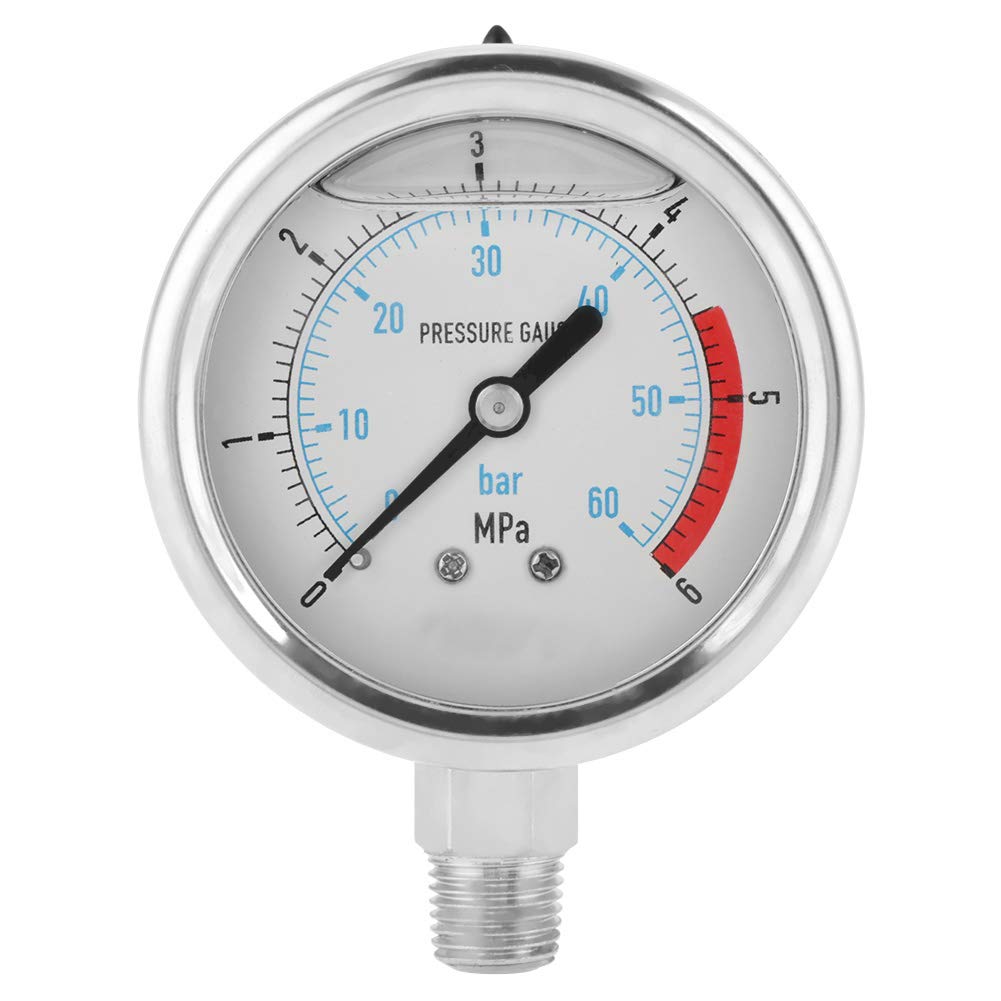 0-60Bar 0-6Mpa Luftdruckmesser, 1/4 "NPT 60mm Dial Luft Hydraulischer Wasser Manometer
