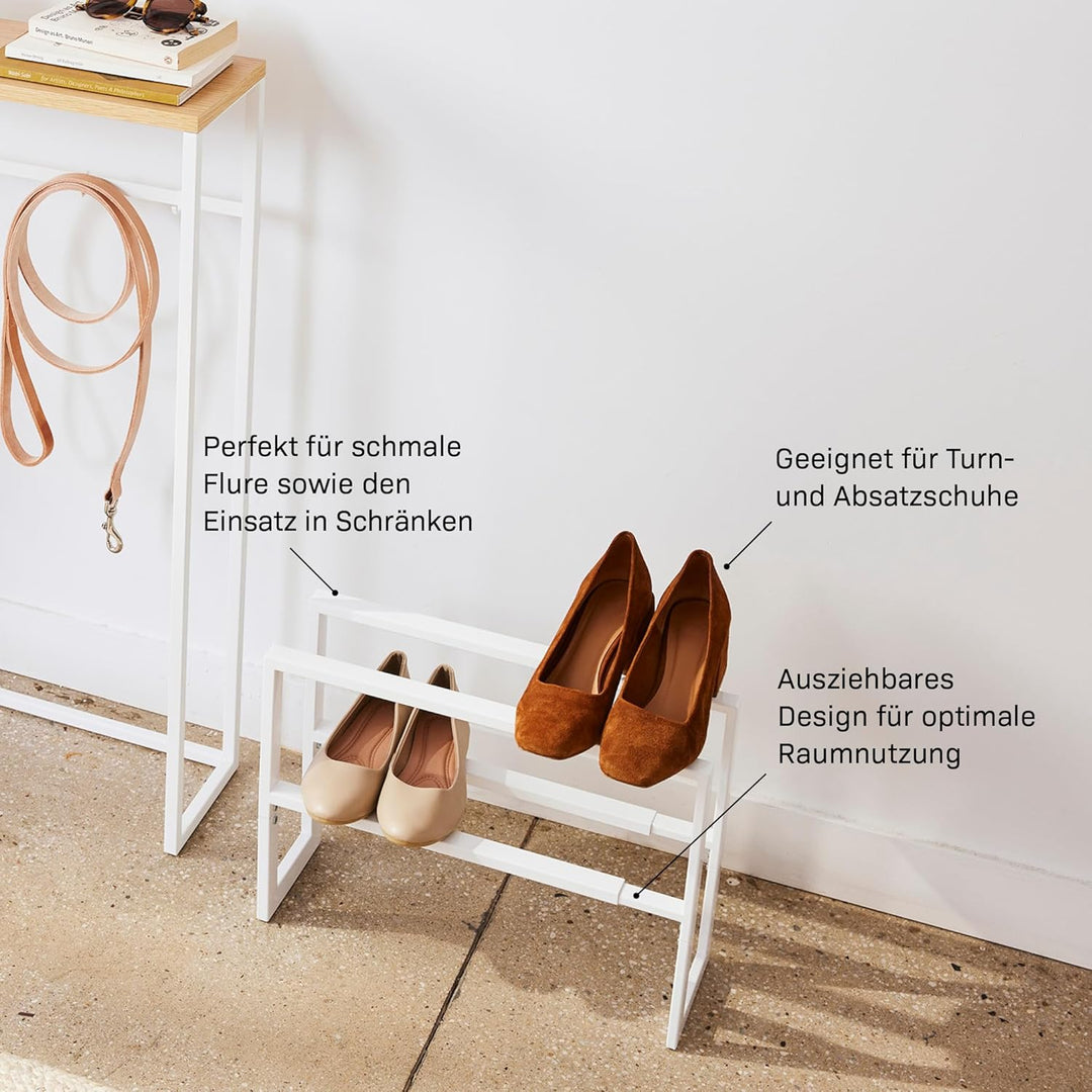Extendable shoe rack 2 tier - Line - white Weiss Single, Weiss Single