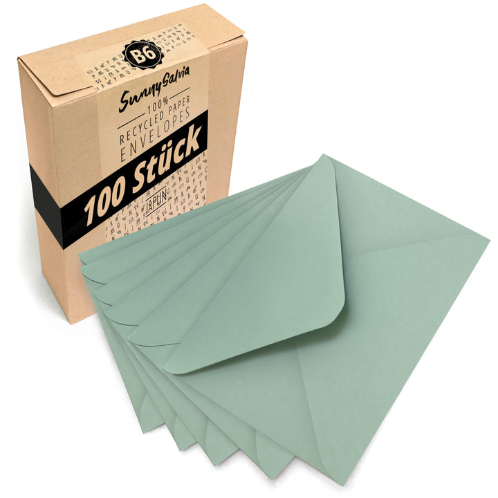 Japun – Briefumschläge (100 Stück) aus Papier, Kuvert, Umschlag ohne Fenster - DIN B6-175 x 125 mm -