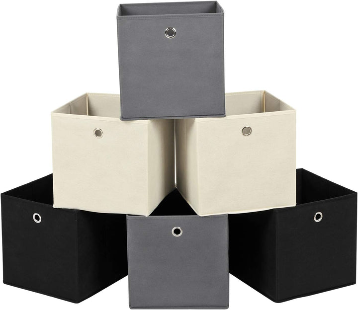 SONGMICS Aufbewahrungsbox, 6er Set, faltbare Stoffbox, Faltbox aus Vliesstoff, Würfel, Aufbewahrungs
