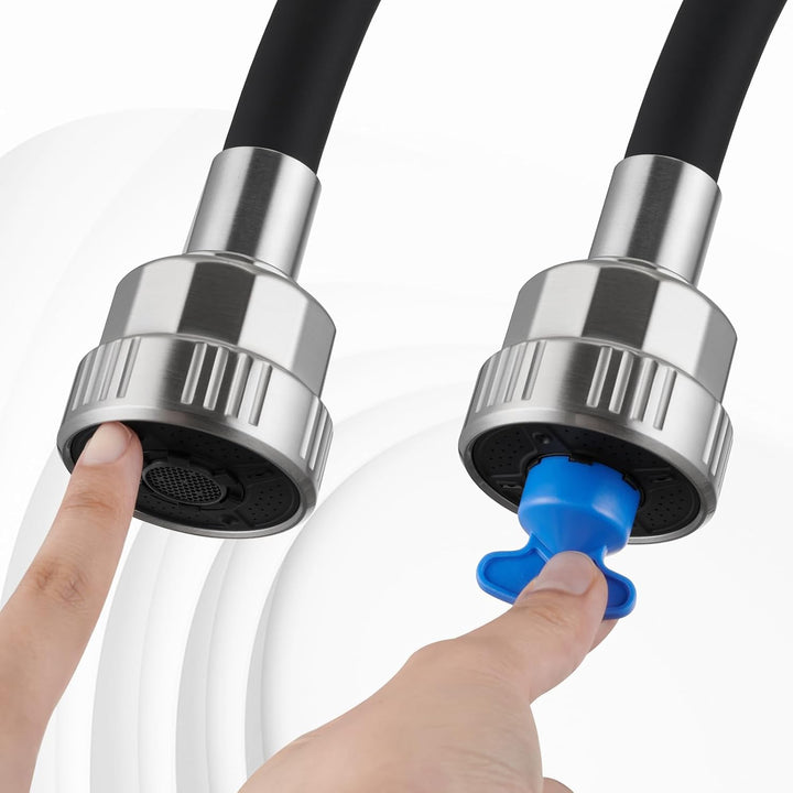 CREA Wandarmatur für Küche mit Schwarzer 360° flexibler Silikon Weichschlauch, Einhebelmischer Küche