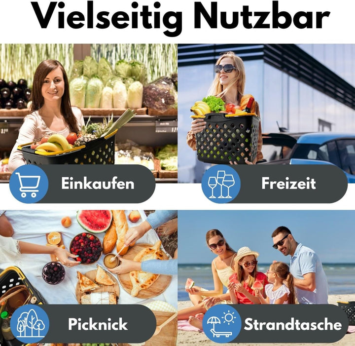 Einkaufskorb Shadow Style – 22L Kunststoff-Korb stapelbar – Mit 2 Tragebügeln für Laden & Einkauf –