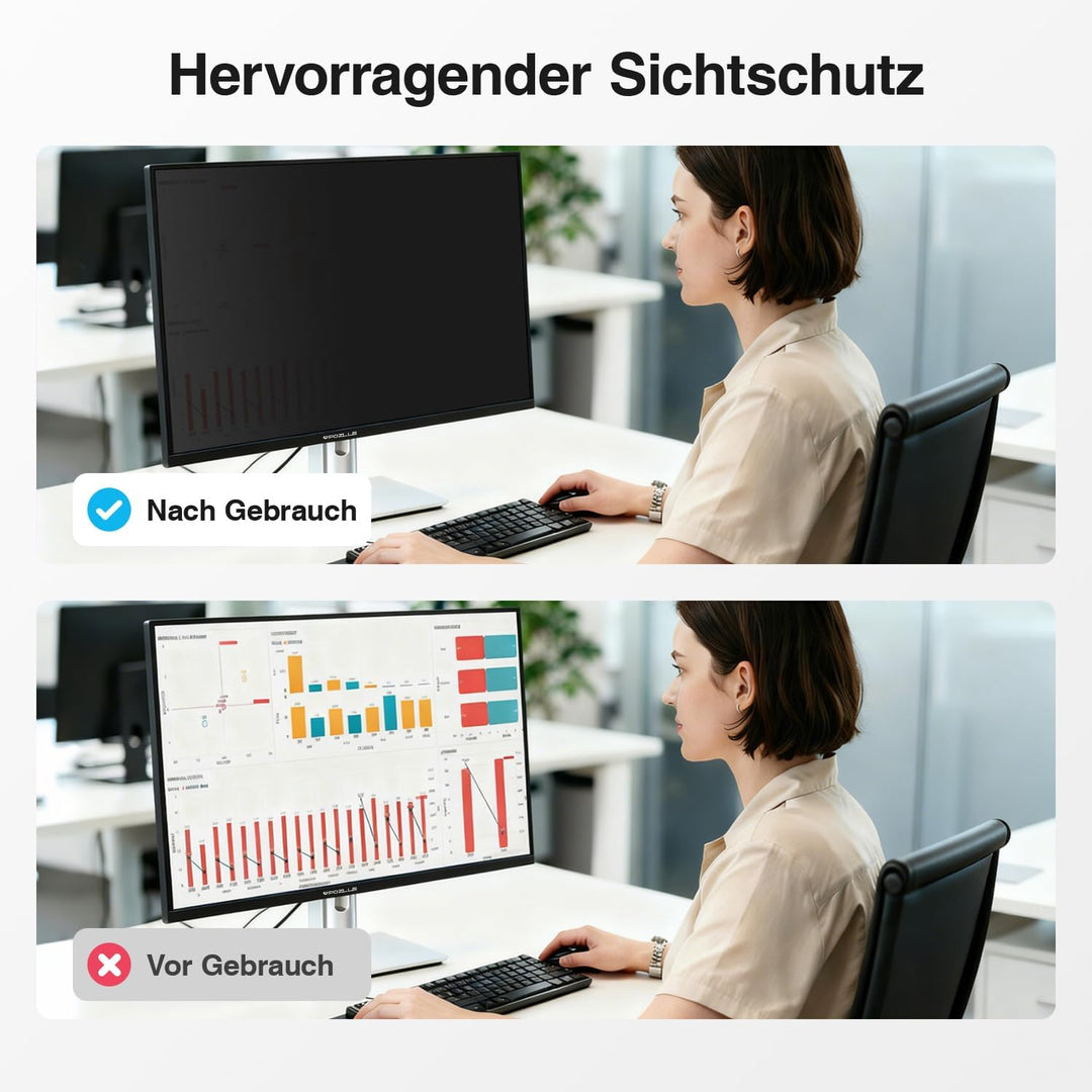 2er-Pack 23.8 Zoll Monitor Blickschutzfolie 16:9 Seitenverhältnis, Anti Blaulichtfilter, Anti Glare,