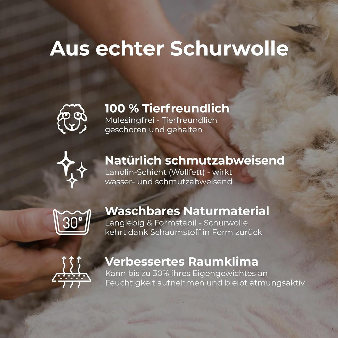 Zugluftstopper für Türen 100cm Natur Schurwolle – stoppt Zugluft & Kälte, dämpft Lärm/Staub/Licht, r