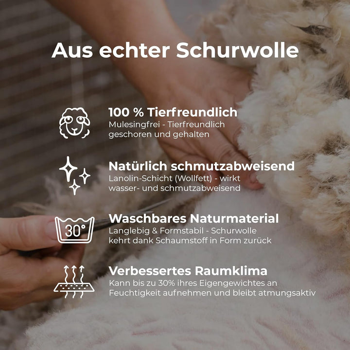 Zugluftstopper für Türen 80cm Natur Schurwolle – stoppt Zugluft &amp; Kälte, dämpft Lärm/Staub/Licht, ru