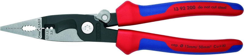 Knipex Elektro-Installationszange schwarz atramentiert, mit Mehrkomponenten-Hüllen 200 mm 13 92 200