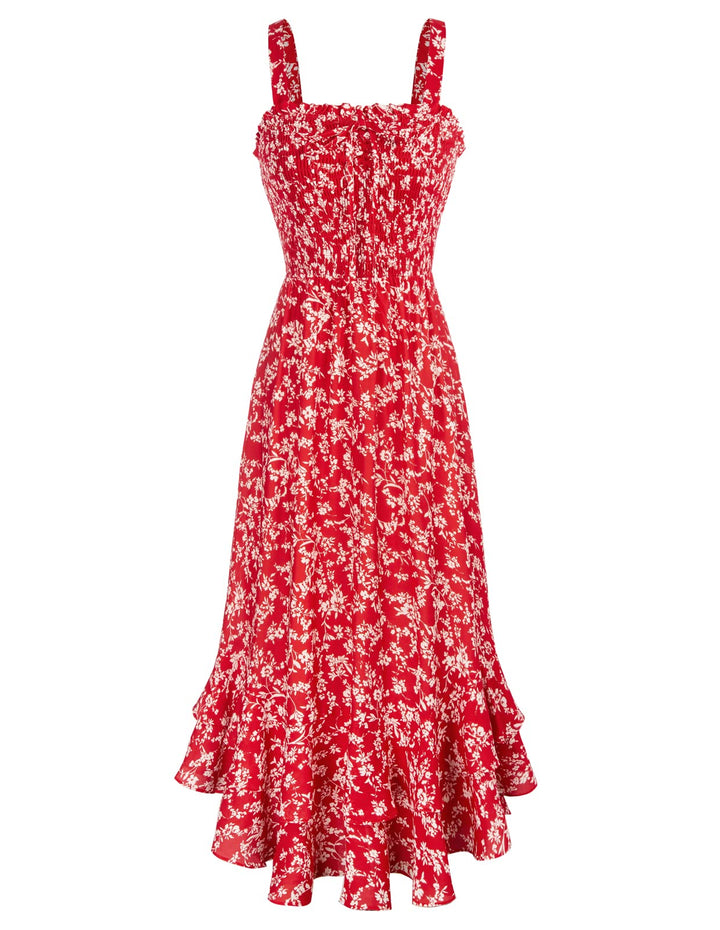 GRACE KARIN Damen langes Blumenkleid Ärmellos Spaghettiträger Cocktailkleid Casual Freizeitkleid Böh
