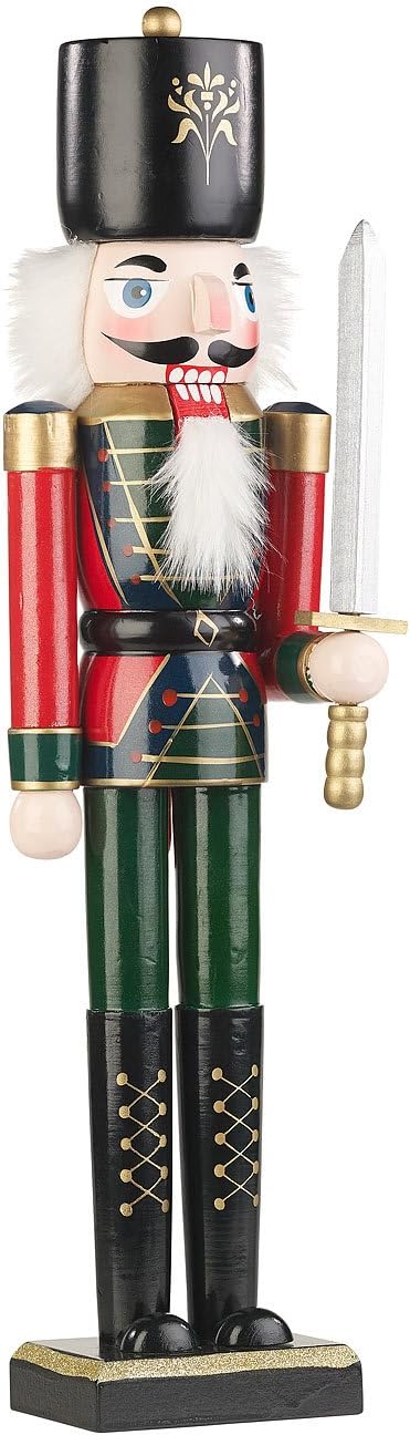 infactory Nussknacker Figur gross: 2er-Set Handbemalte Deko-Nussknacker aus Holz, 48,5 cm (Weihnacht