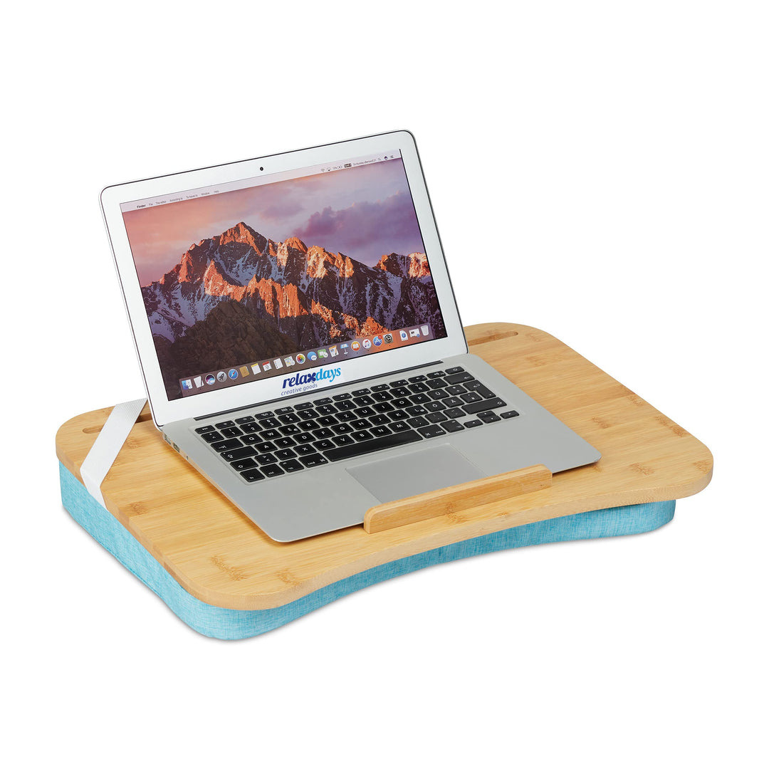 Relaxdays Laptopkissen, Bambus, Memory Foam Kissen, BxT: 51 x 36 cm, Tragegriff, Kissentablett Bett