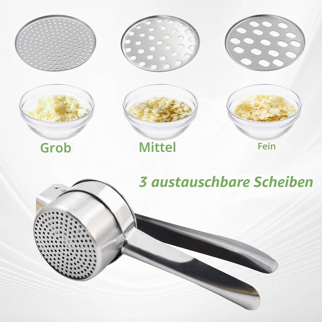 Kartoffelpresse aus Edelstahl, Spätzlepresse Kartoffelstampfer Set für Kartoffelpüree, Obstsäfte, Ge