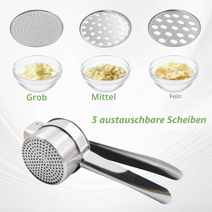 Kartoffelpresse aus Edelstahl, Spätzlepresse Kartoffelstampfer Set für Kartoffelpüree, Obstsäfte, Ge