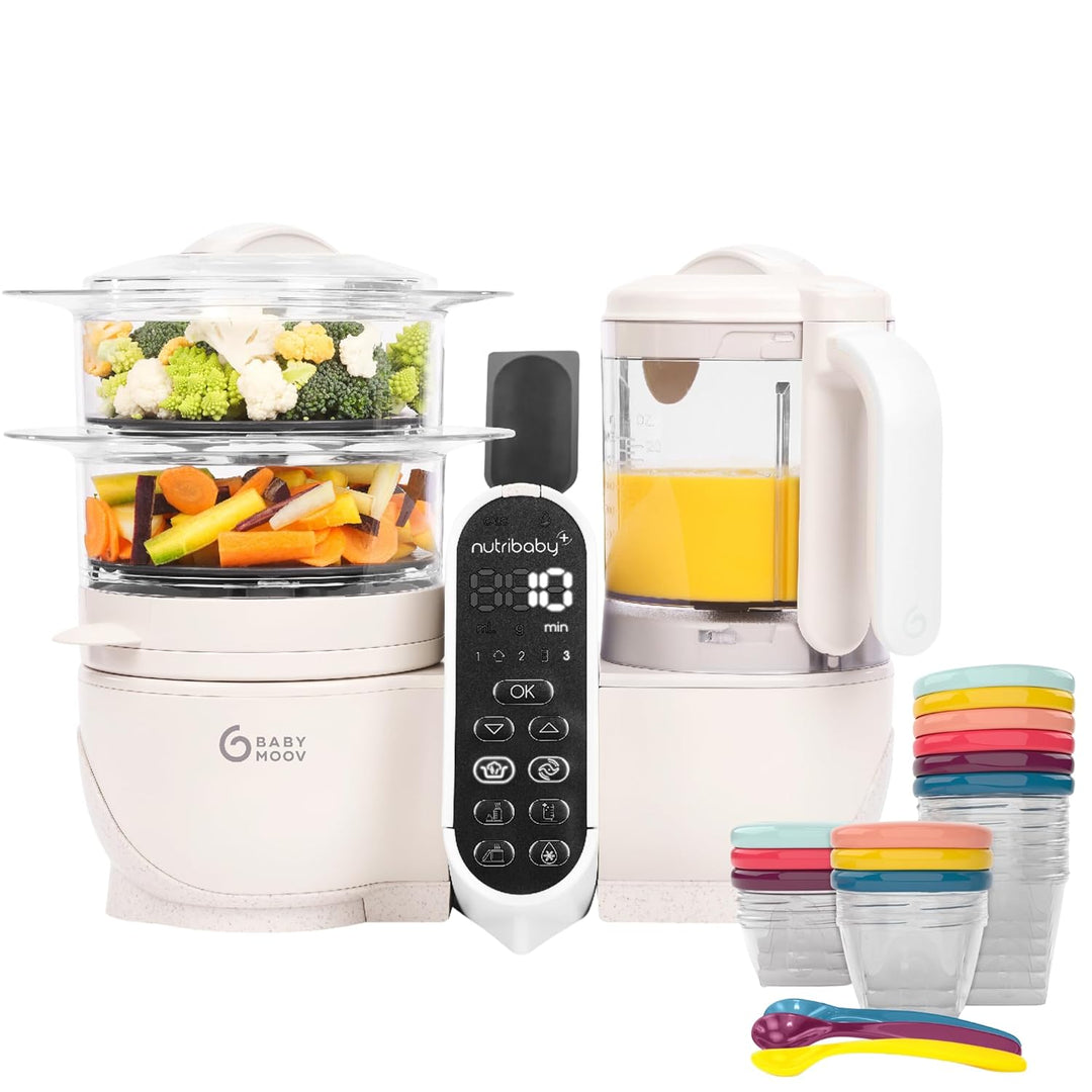 Babymoov Set Nutribaby Plus Mineral Beige - Babynahrungszubereiter, 2200ml Fassungsvermögen + Babybo