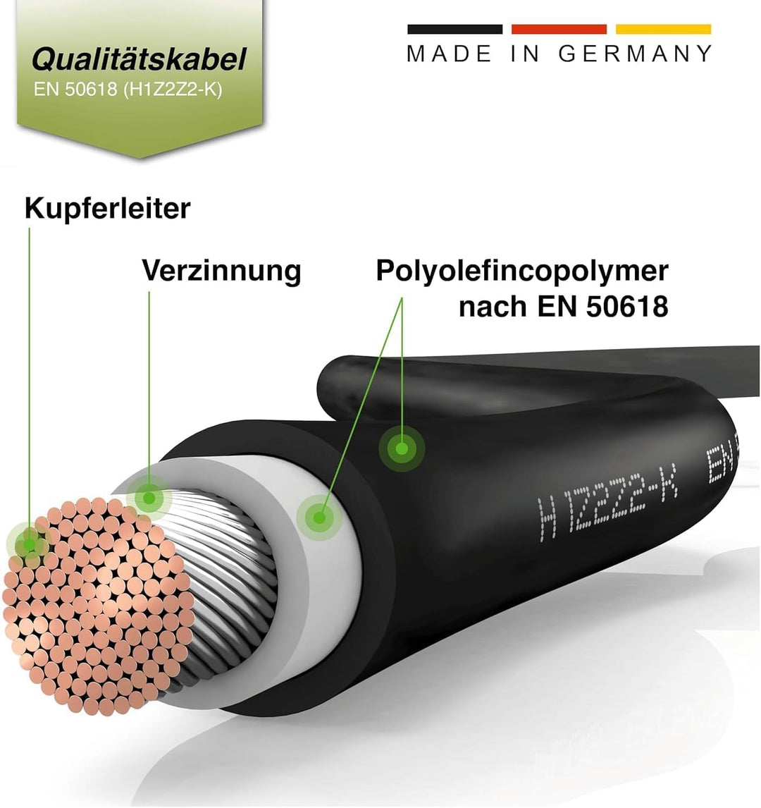 Verlängerungskabel Solarkabel beidseitig Solarstecker rot/schwarz 6mm² inkl. montierter Solar-Stecke