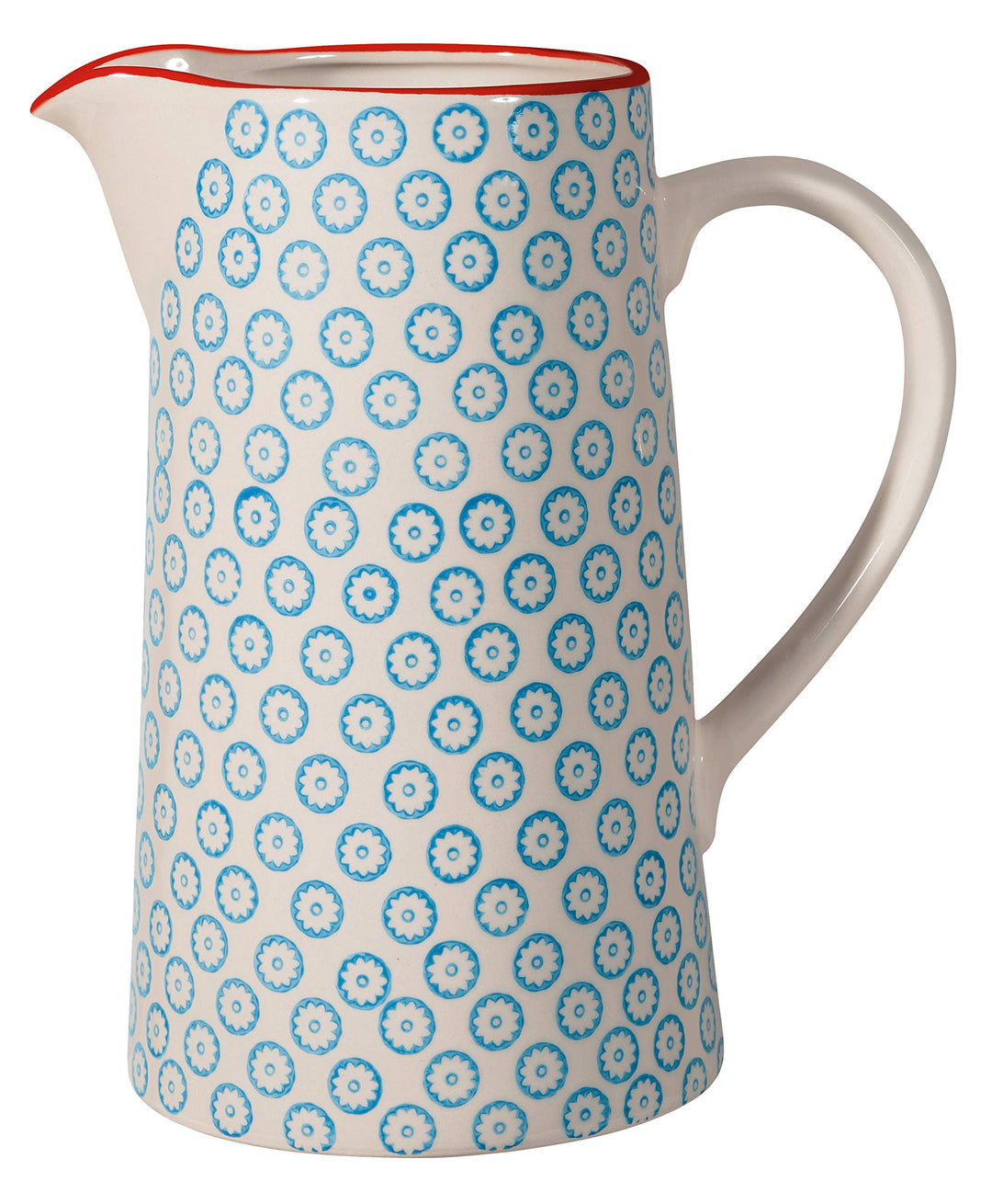 Bloomingville Krug Emma Retro Kanne Milch Vintage Wasser-Karaffe ø 13,5 H 22,5 cm, blau, Keramik, fa
