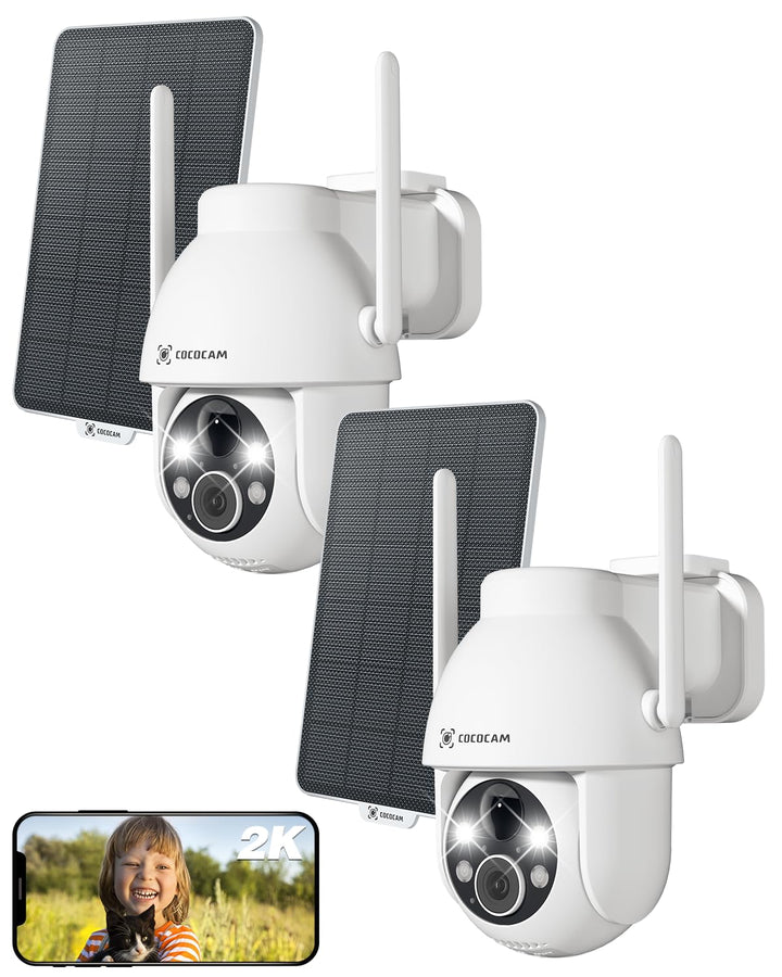 COCOCAM 2PCS 2K Überwachungskamera Aussen Akku WLAN, Solar Kamera Outdoor, Aussenkamera kabellos mit