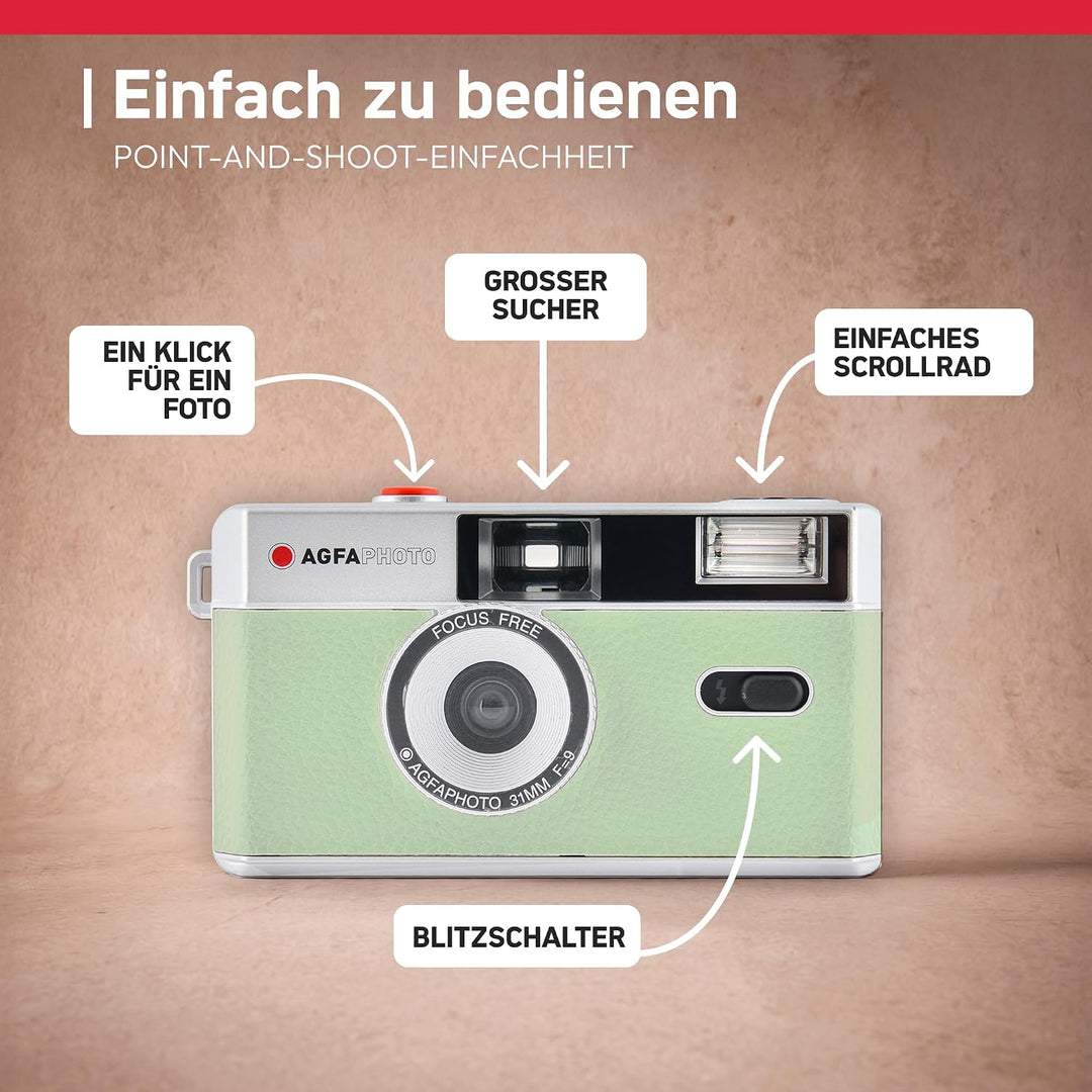 AgfaPhoto analoge 35mm Foto Kamera mintgreen MINT- GREEN Kamera Kamera, MINT- GREEN Kamera Kamera