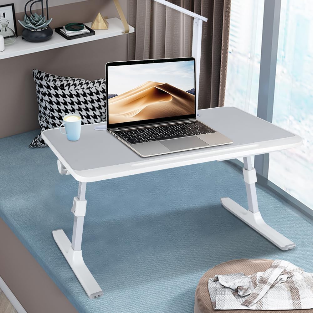 OHMG Laptop-Bett, höhenverstellbar und Winkel, faltbar, neigbar, mit Kühler/USB-Ports/Schublade, für