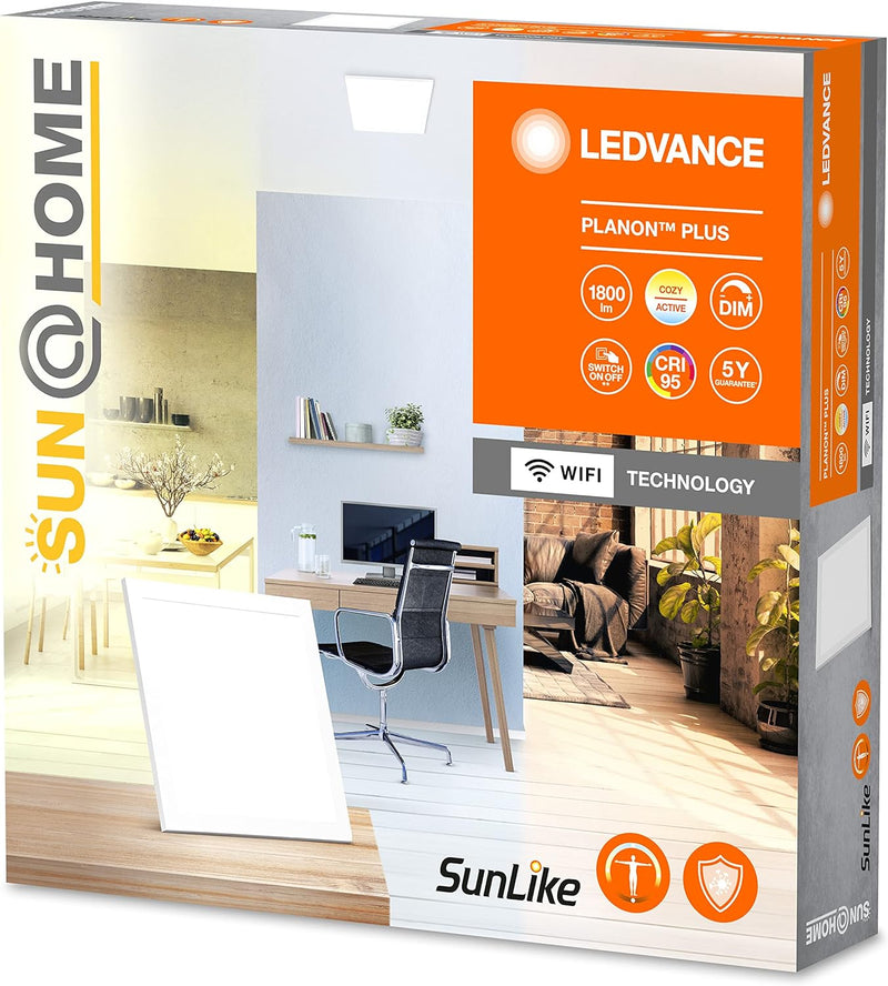 LEDVANCE SUN HOME Smart LED Panel Deckenleuchte, 20W, 1800Lumen, 2200 - 5000K, 30cm x 30cm, Tageslic