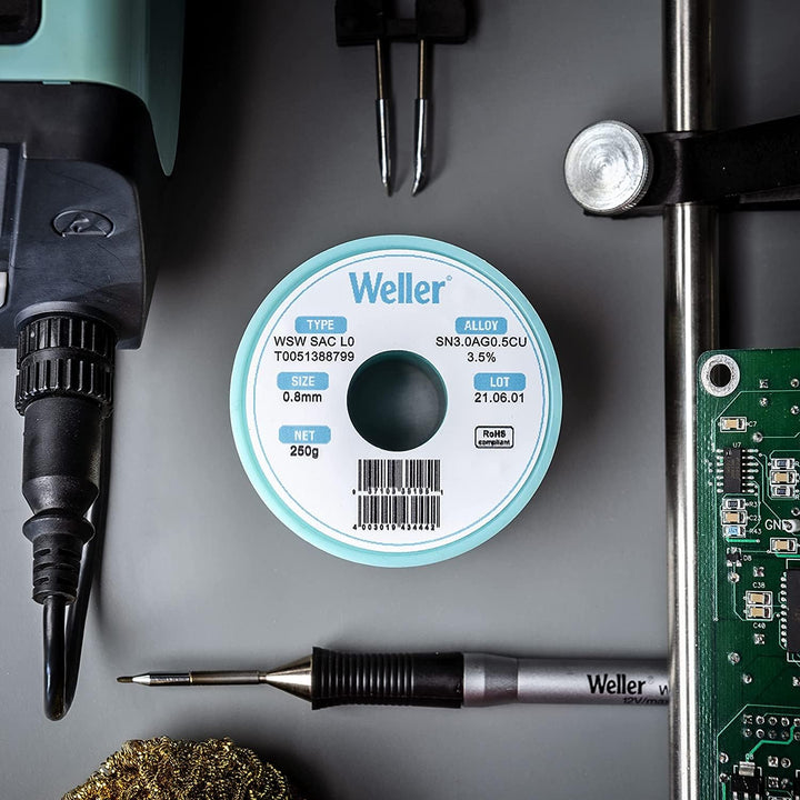 Weller WSW SAC M1 (T0051386570) Bleifreier Lötdraht, Ø 0,2 mm, Legierung Sn96.5Ag3.0Cu0.5, Flussmitt