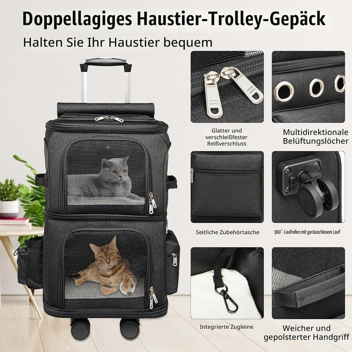 Katzenrucksack, Katzentrager Rucksack mit Zwei Fächern Haustier Hunde Katzen Rucksack Raumkapsel mit