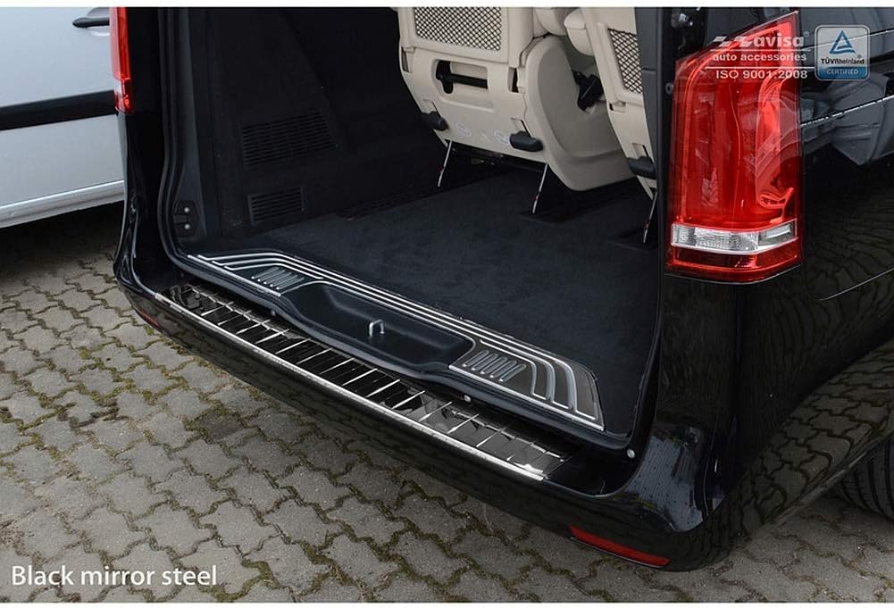 Spiegelschwarz Edelstahl Heckstossstangenschutz kompatibel mit Mercedes Vito / V-Klasse 2014-2019 &