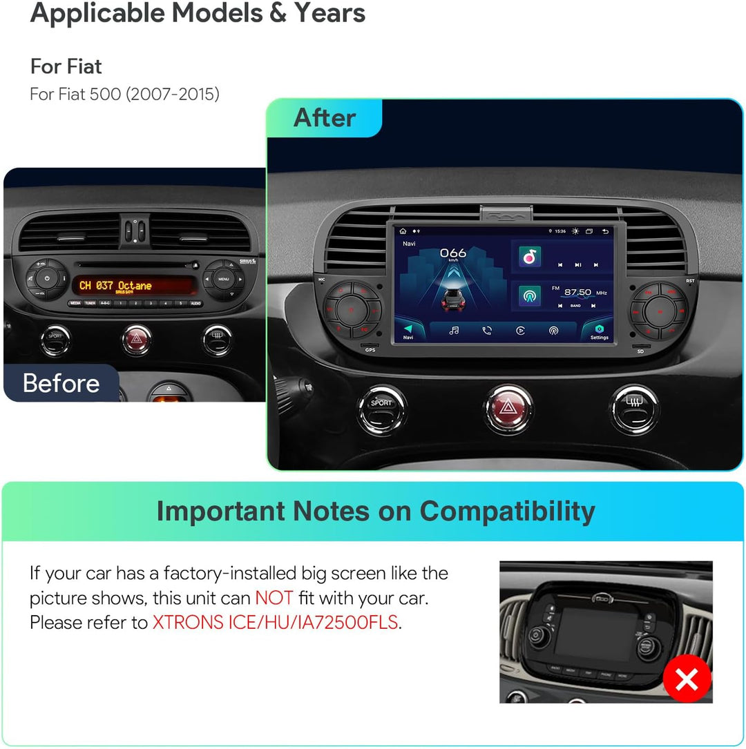 XTRONS 7 Zoll Android 13 Autoradio Octa Core 4GB 64GB Eingebautes 4G LTE CarAutoPlay/Android Auto/DS