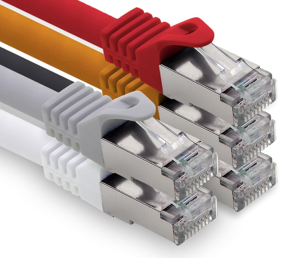 freiwerk 1,5m - 5 Farben 01 CAT.7 Netzwerkkabel Lan Ethernet Patch Kabel S-FTP LSZH PIMF 10GB s RJ45