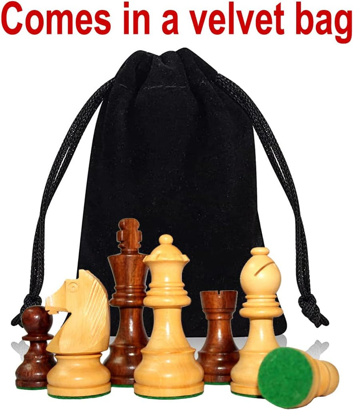 StonKraft Staunton-Schachfiguren aus Holz, 9,5 cm Königshöhe, Sammler-Edition