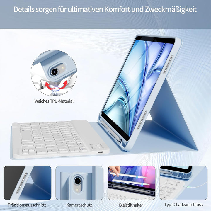 Hülle mit Tastatur für iPad Air 11 Zoll M4/M3/M2 (2026/2025/2024), iPad Air 5 4 2022/2020 10,9 Zoll,