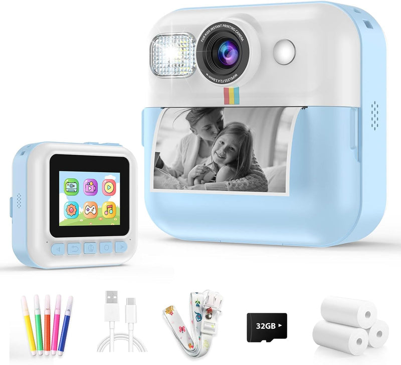 Kinderkamera, 2.4 Zoll Kamera Kinder Sofortdruck, 1080P Digitalkamera Kinder mit 32GB Karte, Kinders