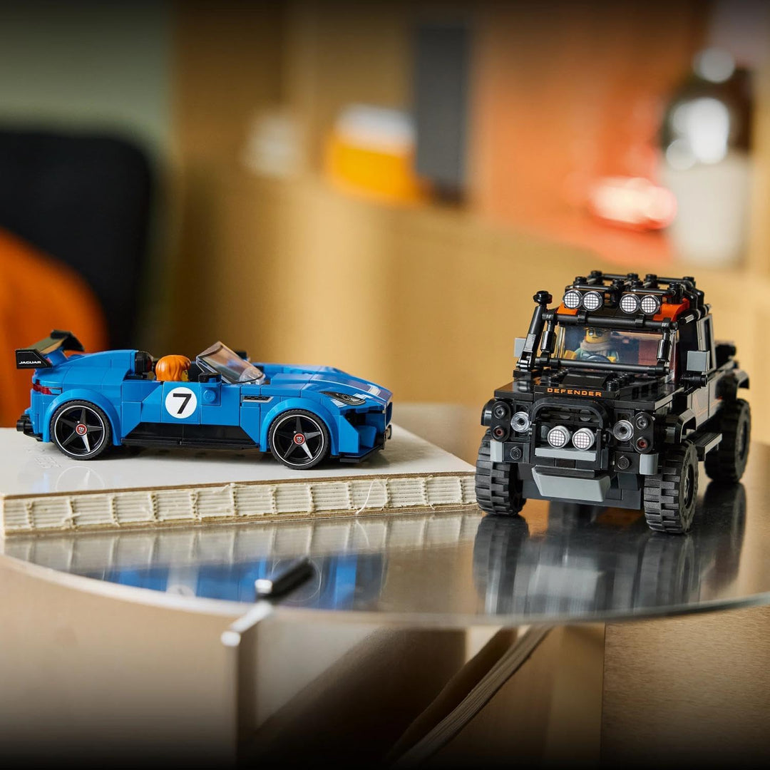 LEGO Speed Champions Jaguar Project 7 &amp; Land Rover Defender - Bauset mit 2 Spielzeugautos und 2 Mini
