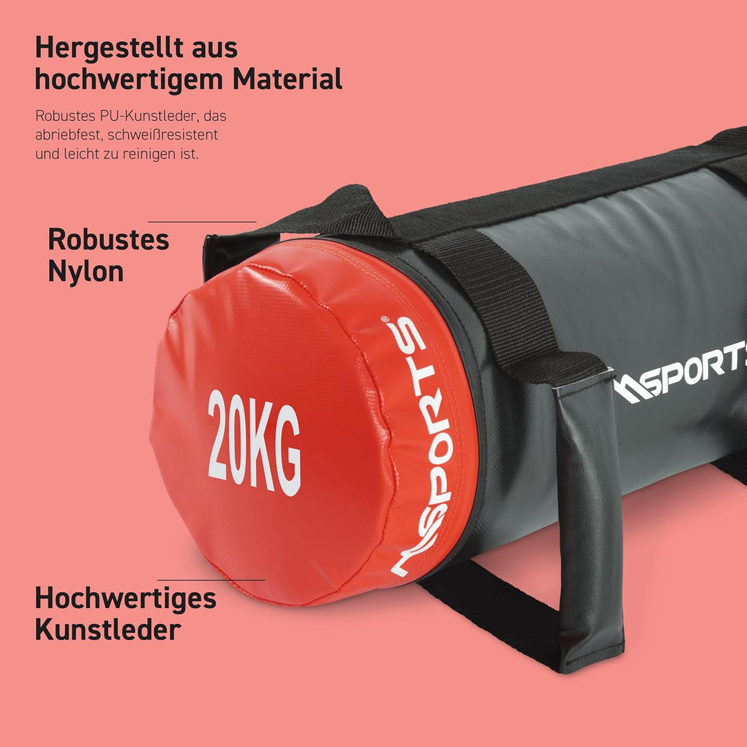 MSPORTS Power Bag Premium 5-30 kg Fitness Bag - Sandsack für Functional Fitness Gewichtssack 20
