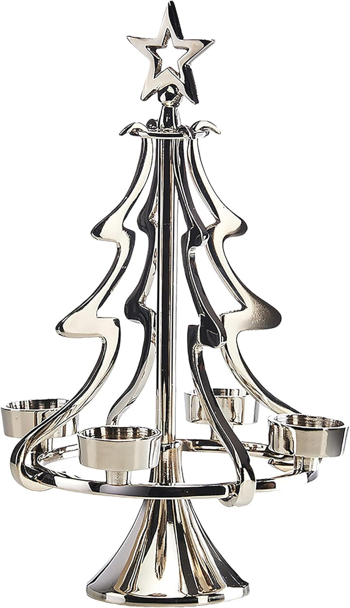Kobolo Kerzenleuchter Kerzenhalter Weihnachtsbaum aus Metall - Weihnachten - 4 Kerzen Braun, Braun