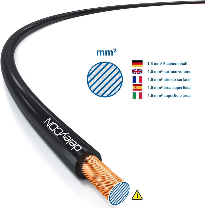deleyCON 100m Lautsprecherkabel 2x 1,5mm² Boxenkabel CCA Kupferüberzogenes Aluminium 2x48x0,20mm Lit