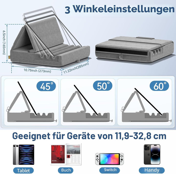 KDD Tablet Halter Kissen, Faltbarer iPad Ständer für Schoss Bett Schreibtisch - Tablet Weicher Kisse