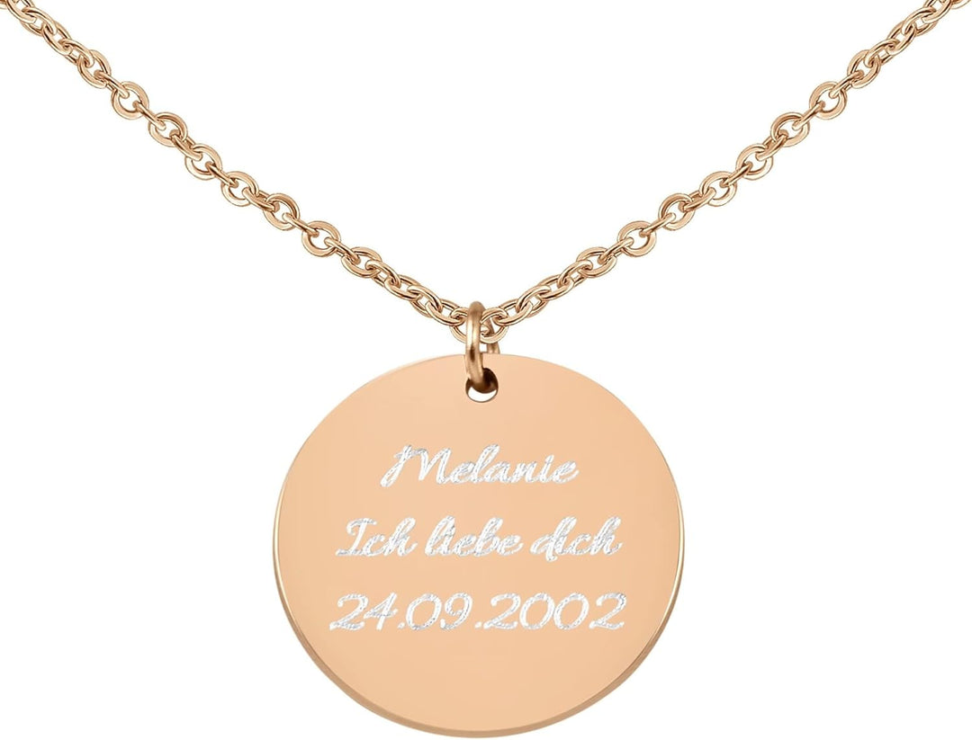 Hanessa Personalisierte Kette mit Gravur Edelstahl 50 cm mit Anhänger rund in rosé-gold - Personalis