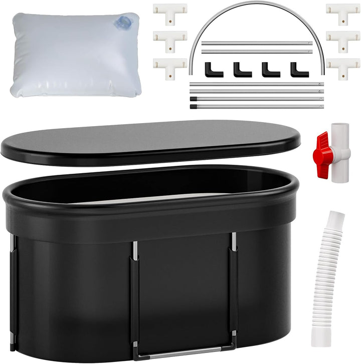 Premium 120 cm ovales Eisbad, Mobile Faltbare Badewanne, Eisbad-Kaltwasserbad für die Erholung im Fr
