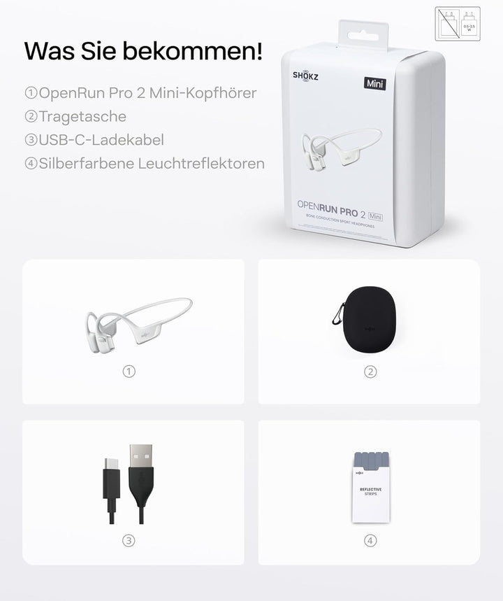 SHOKZ OpenRun Pro 2 Mini Knochenschall Sportkopfhörer, Open-Ear-Ohrhörer mit Bluetooth 5.3, Mikrofon