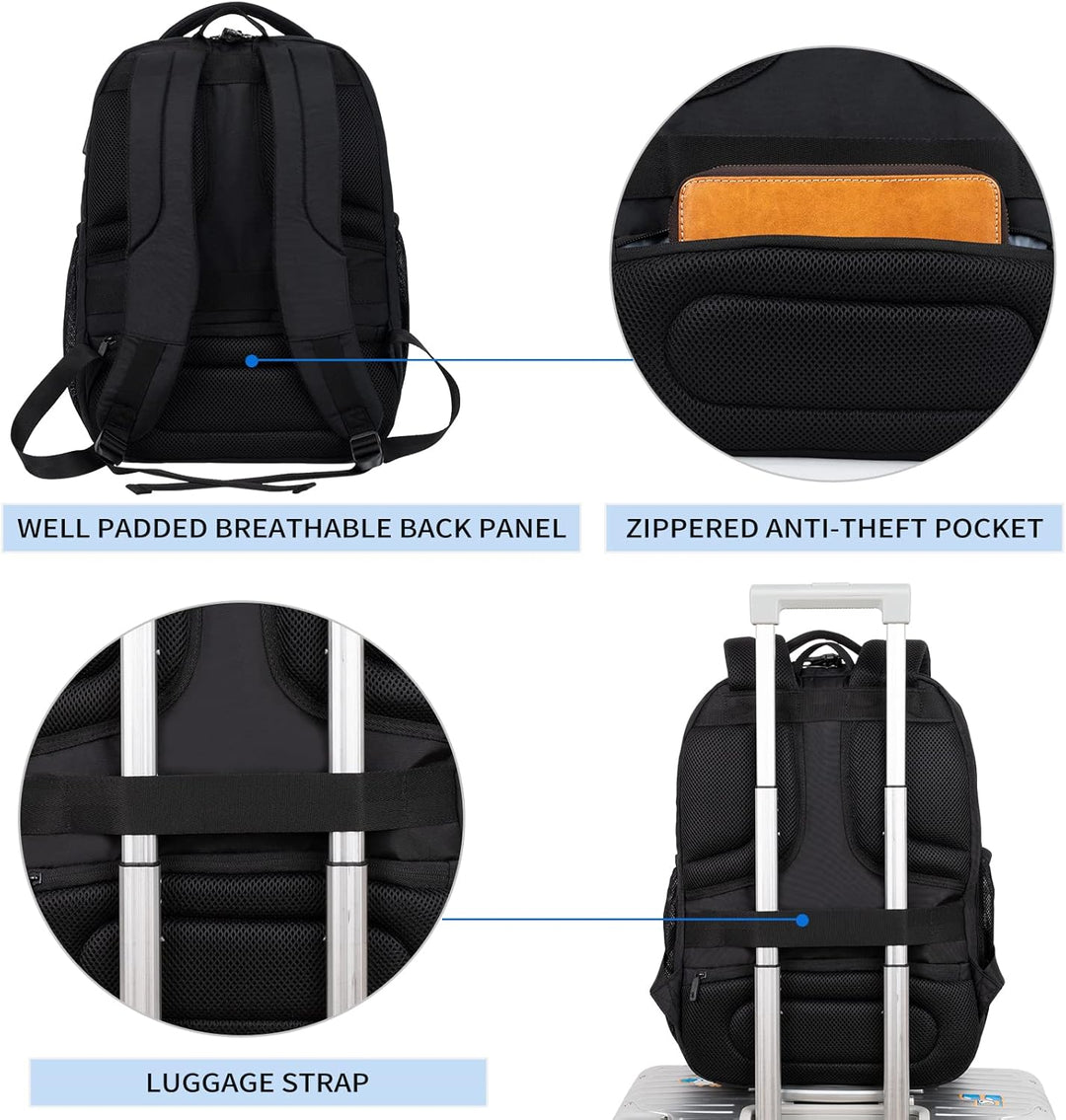 KROSER Laptop Rucksack 17,3'' Business Rucksack Schulrucksack Grosser Wasserdicht Taschen Reise Back