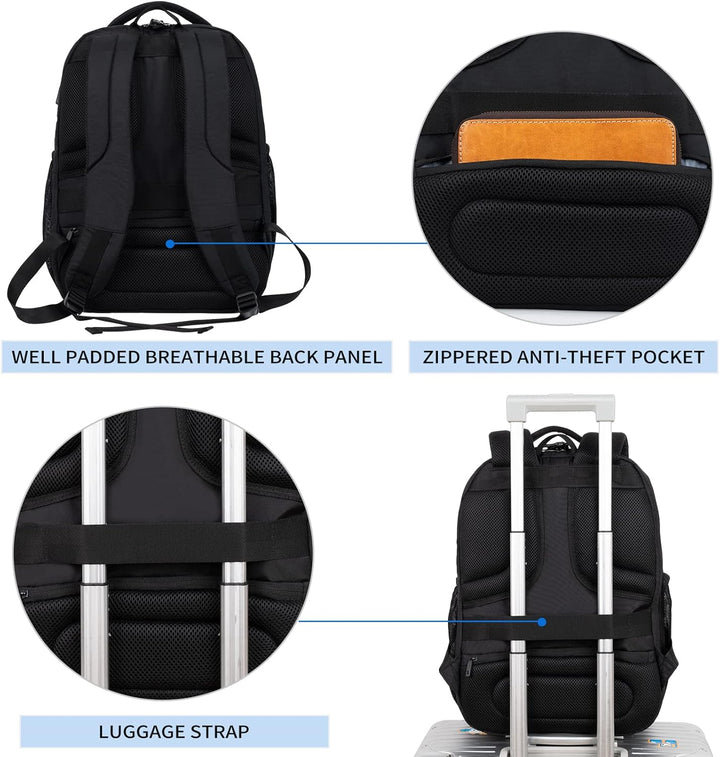 KROSER Laptop Rucksack 17,3'' Business Rucksack Schulrucksack Grosser Wasserdicht Taschen Reise Back